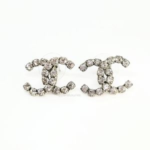 CHANEL Silver Large Rocky Crystal Bling CC…